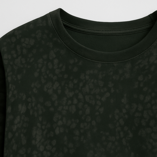 Charcoal short-sleeve t-shirt with abstract tonal shadow print and relaxed fit.
